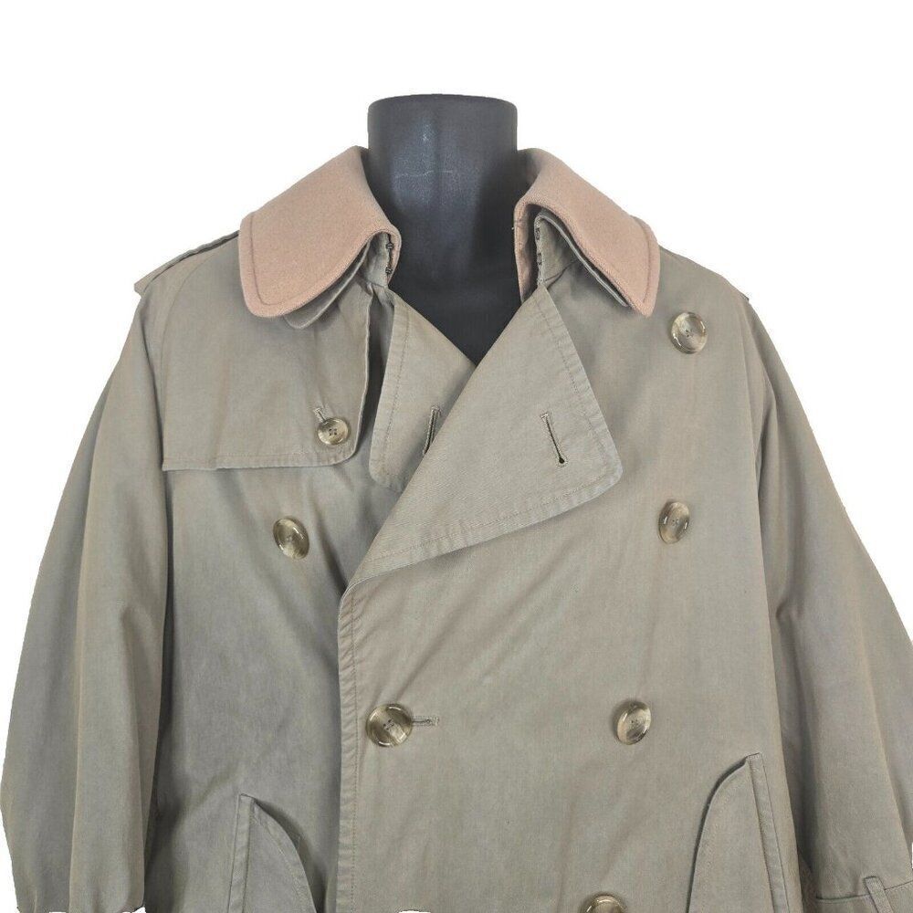 Burberrys Vintage Kensington Belted Trench Coat Womens 10 Khaki Nova Wool Lined - Picture 2 of 16